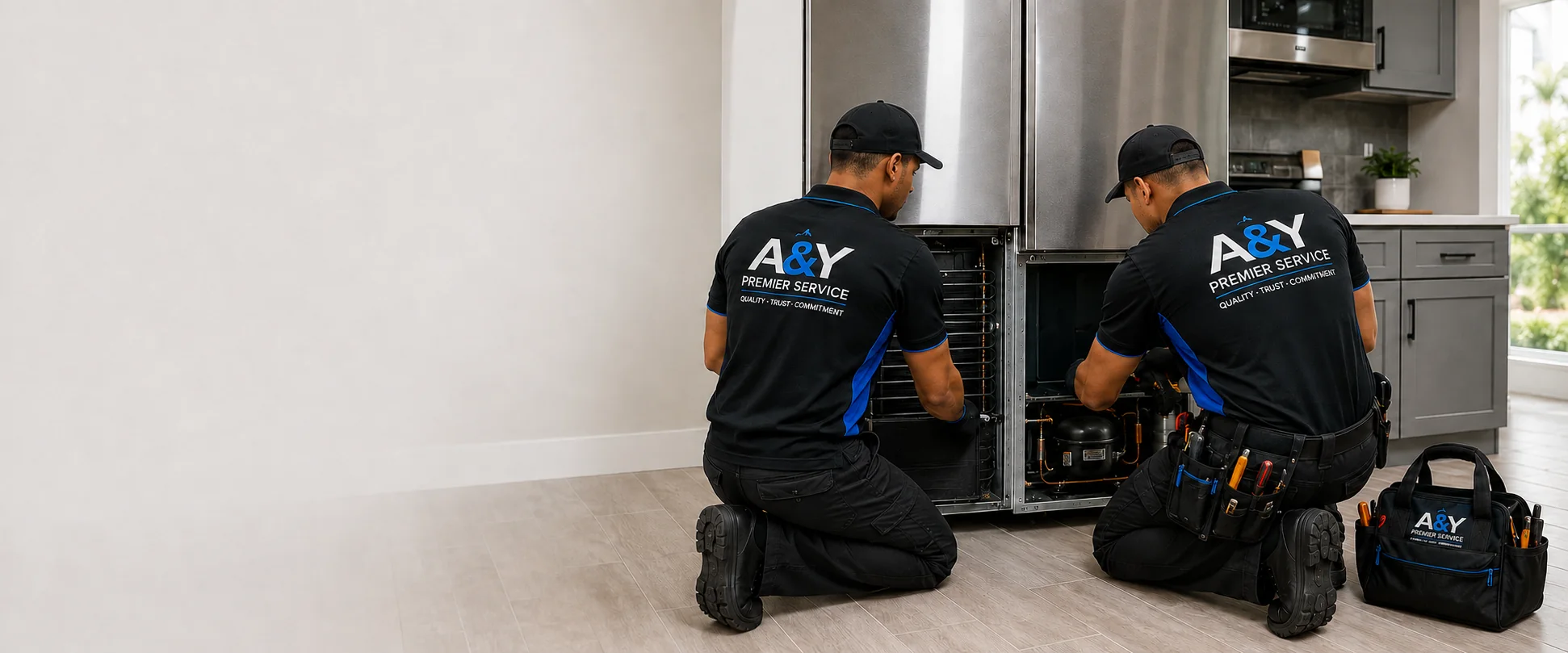 A&Y team servicing a home appliance